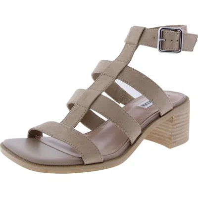 Steve Madden Rory Womens Adjustable Faux Leather Block Heel In Grey