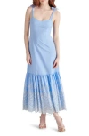 Steve Madden Rosalia Embroidered Cotton Maxi Sundress In Blue