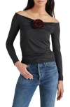 Steve Madden Rosetta Top In Black