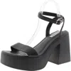 Steve Madden Rosetta Womens Adjustable Faux Leather Platform Sandals In Black