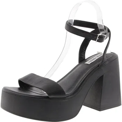 Steve Madden Rosetta Womens Adjustable Faux Leather Platform Sandals In Black