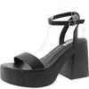 Steve Madden Rosetta Womens Adjustable Faux Leather Platform Sandals In Black