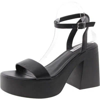 Steve Madden Rosetta Womens Buckle Faux Leather Platform Sandals In Black
