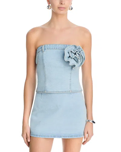 Steve Madden Rosette Trim Top In Blue
