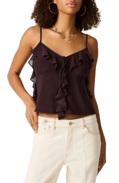 Steve Madden Roue Ruffle Tie Front Camisole In Brown
