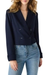 Steve Madden Rowane Double Breasted Crop Blazer In Blue