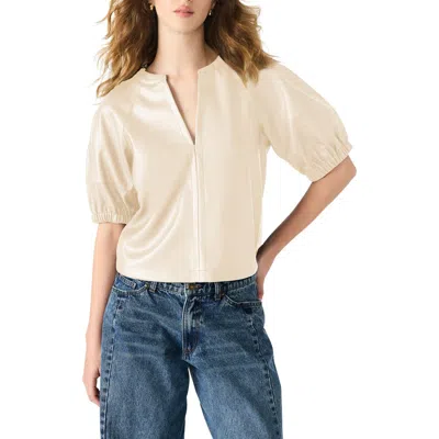 STEVE MADDEN STEVE MADDEN ROXANNE SHORT SLEEVE FAUX LEATHER TOP