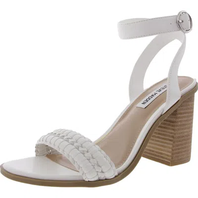 Steve Madden Rozie Womens Adjustable Faux Leather Block Heel In White