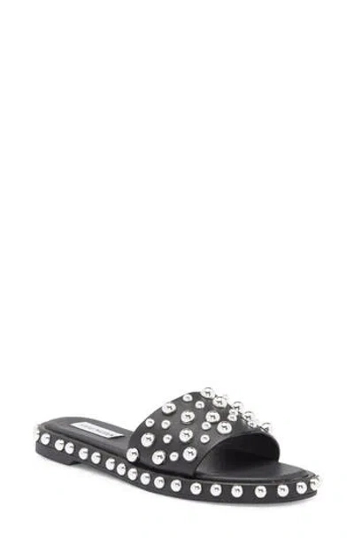 Steve Madden Rubee Stud Slide Sandal In Black