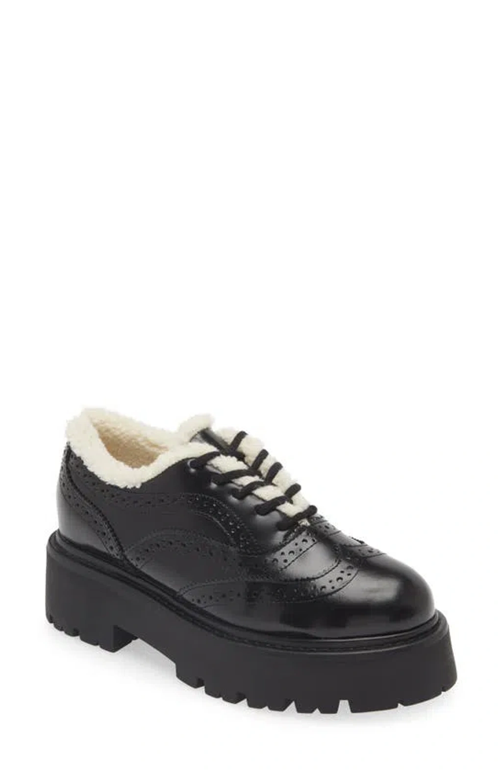 Steve Madden Rudi Faux Fur Lined Wingtip Platform Oxford In  display picture 3