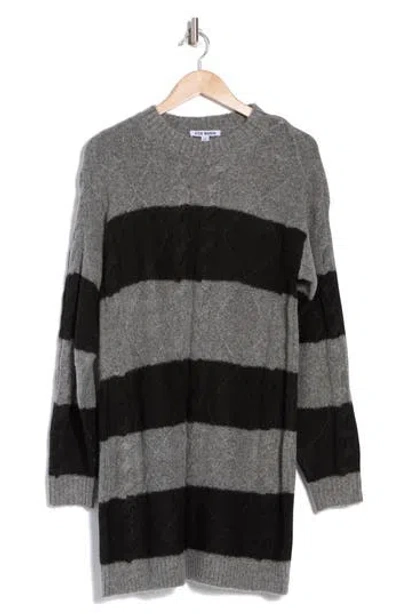 Steve Madden Rugby Stripe Long Sleeve Sweater Dress In Zinc Heather
