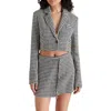 Steve Madden Rupi Houndstooth Tweed Cropped Blazer In Black/white