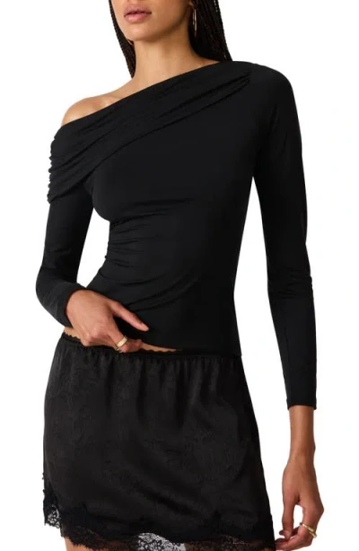 Steve Madden Ryder Off The Shoulder Knit Top In Black