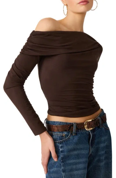 Steve Madden Ryder Off The Shoulder Knit Top In Brown