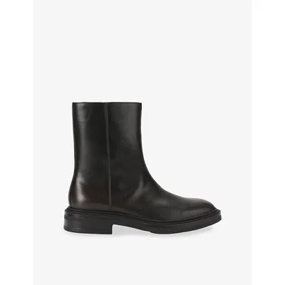 Steve Madden S Dark Brown Rynder Leather Ankle Boots Eur 44 / 10 Uk In Black