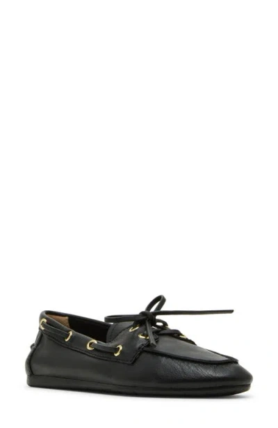 Steve Madden Sag Boat Shoe In Black Leather