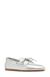 Steve Madden Sag Boat Shoe In Silver Leather