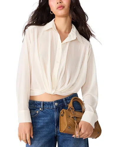 Steve Madden Sage Twisted Hem Button Front Top In Neutral