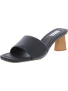 Steve Madden Saged Womens Leather Slip On Slide Sandals In Black