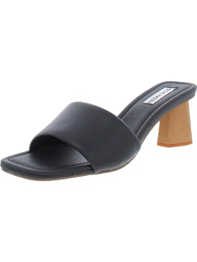 Steve Madden Saged Womens Leather Slip On Slide Sandals In Black