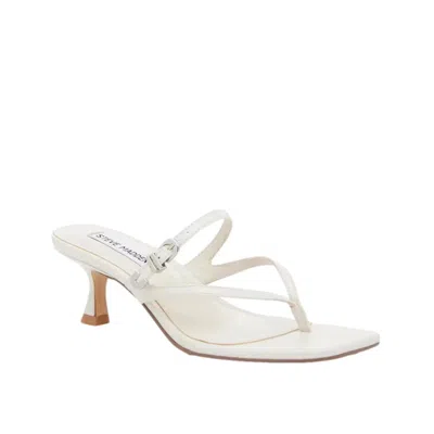 Steve Madden Samann Sandal Women Bone Square Toe Kitten Heel Slip-on Gal1879 In White