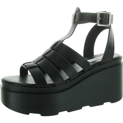 Steve Madden Same Womens Woven Faux Leather Platform Sandals In Black
