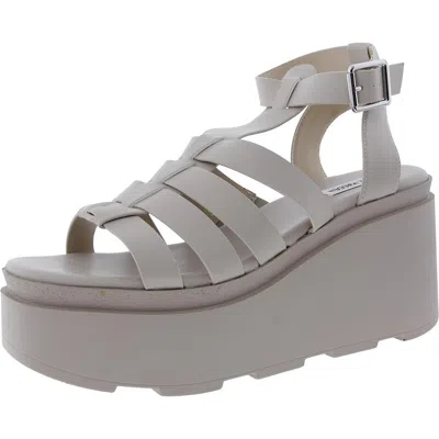 Steve Madden Same Womens Woven Faux Leather Platform Sandals In Grey