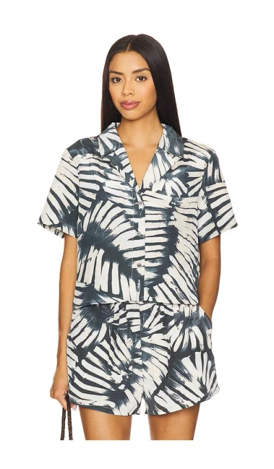 Steve Madden Womens Sandra Printed Button Front Shirt Marguerite High Rise Shorts In Blue