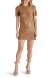 Steve Madden Santana Metallic Knit Minidress In Caramel Cafe