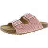 Steve Madden Santiago Womens Woven Straw Slide Sandals In Pink