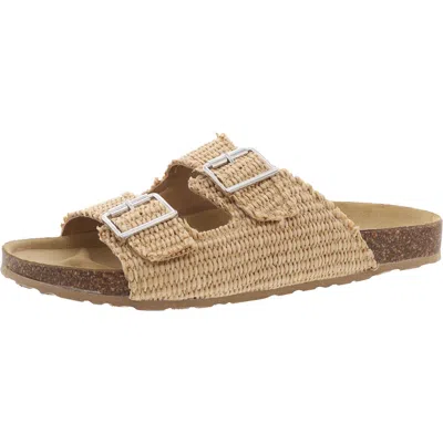 Steve Madden Santiago Womens Woven Straw Slide Sandals In White
