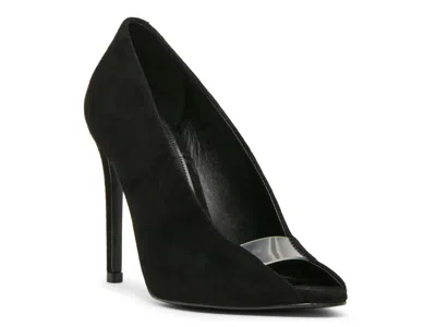 Steve Madden Santino Open Front Pump In Black Suede