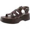 Steve Madden Sarai Womens Buckle Leather Platform Sandals In Brown