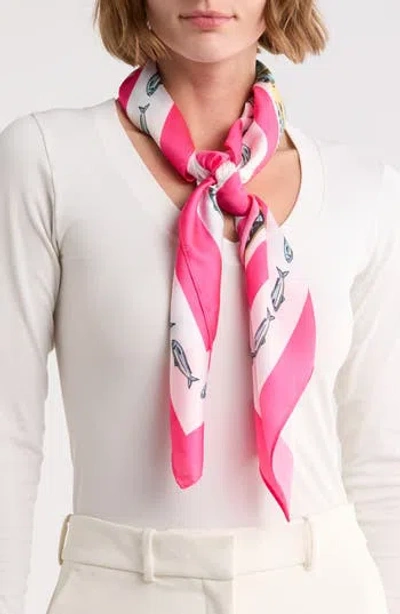 Steve Madden Sardine Print Square Scarf In Pink