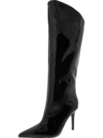 Steve Madden Sarina Womens Patent Pointed Toe Knee-high Boots In Black