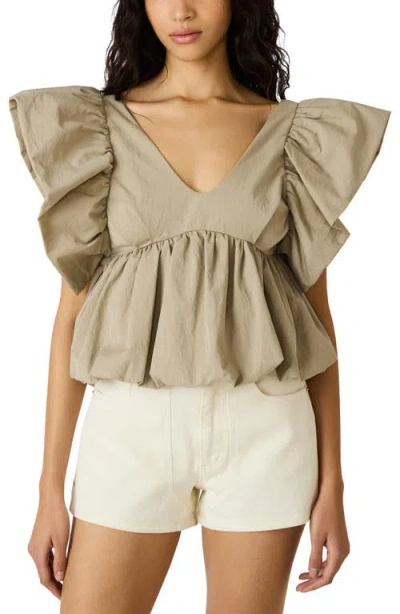 Steve Madden Saskya Babydoll Top In Brown
