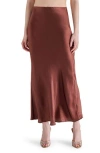 Steve Madden Satin Trumpet Skirt In Brown