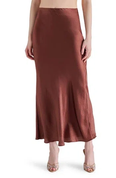 Steve Madden Satin Trumpet Skirt In Brown