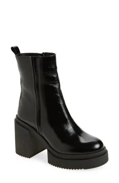 Steve Madden Sawyer Block Heel Platform Boot In Black Patent