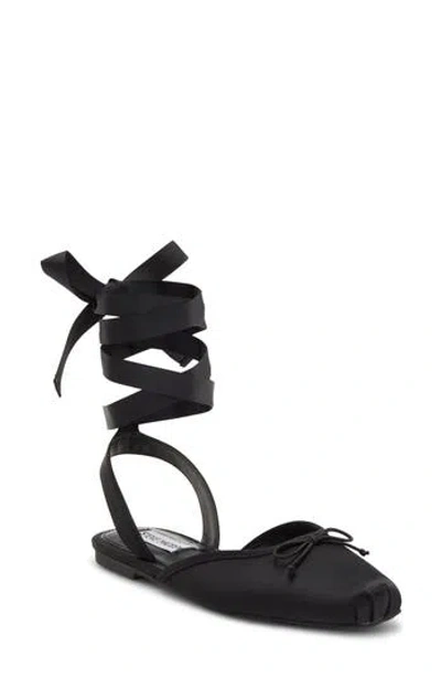 Steve Madden Scarletta Ankle Tie Ballet Flat In Black