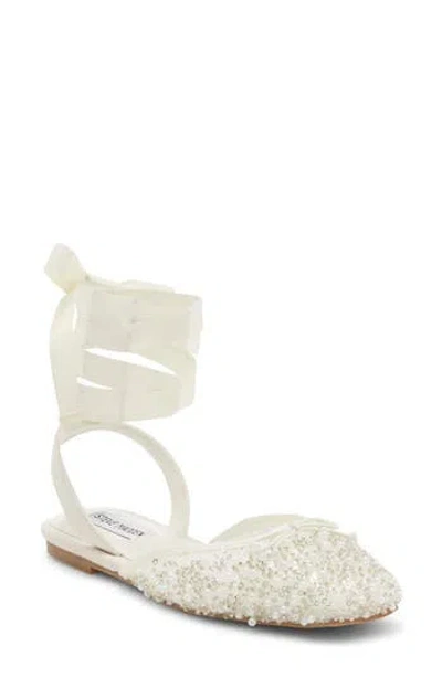 Steve Madden Scarletta Ankle Tie Ballet Flat In White