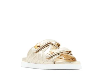 Steve Madden Schmona Schm01s1 Wogolden Leather Slip On Sandals Zogg1166 In Gold