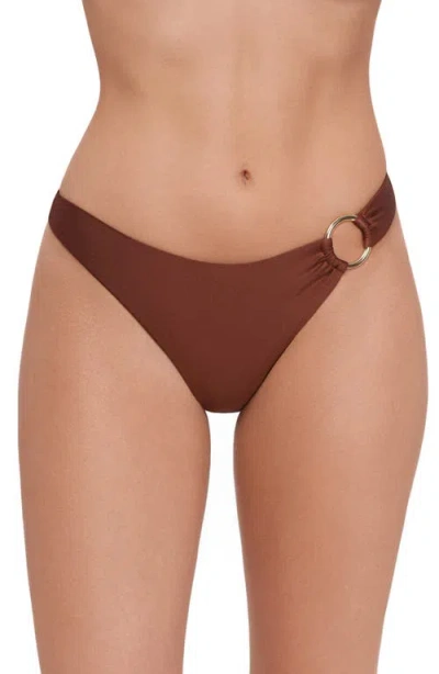 Steve Madden Scoop Front Ring Hipster Bikini Bottoms In Brown