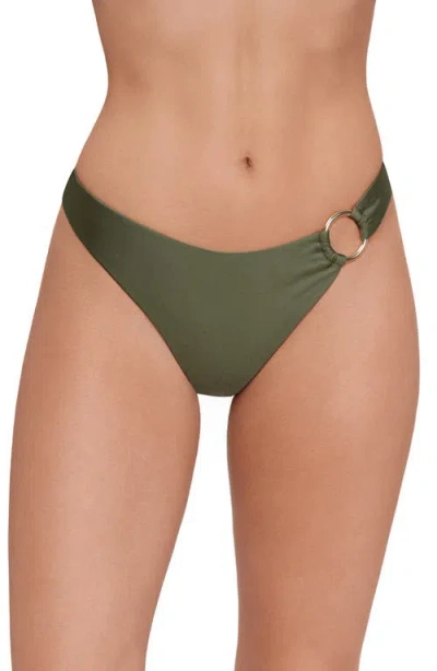 Steve Madden Scoop Front Ring Hipster Bikini Bottoms In Green