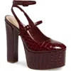 Steve Madden Scotlyn Ankle Strap Platform Pump In Burgundy