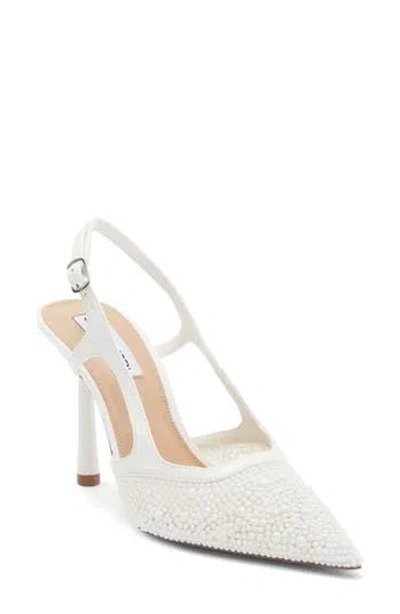 Steve Madden Scotlynn Faux Pearl Pointed Toe Pump In White