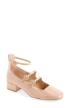 Steve Madden Scottie Mary Jane Ankle Strap Pump In Beige Patent