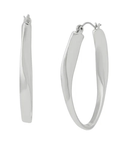 Steve Madden Sculpted Oval Hoop Earrings In Metallic