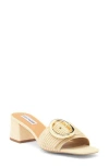 Steve Madden Seacrest Sandal Women Natural Raffia Slip-on Block Heel Gal1701
