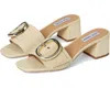 Steve Madden Seacrest Sandal Women Natural Raffia Slip-on Block Heel Gal1701 In Multi